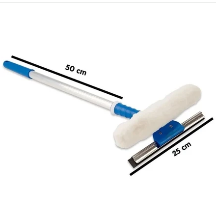 Rodo com Cabo 60CM - Lavador e Rodinho de Borracha 25CM