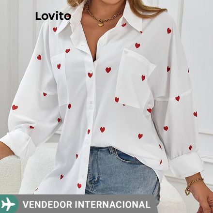 Lovito Blusa Casual Com Estampa Em Formato De Coração